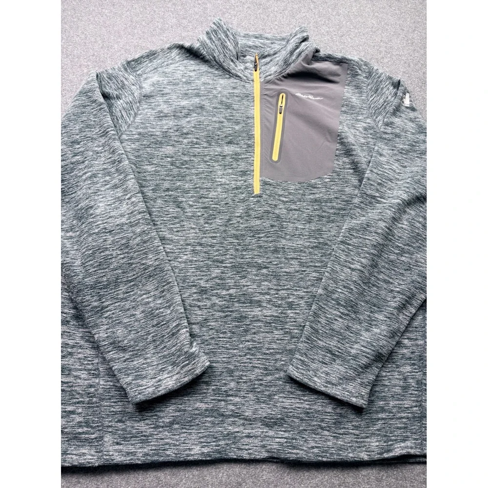 Eddie Bauer First Ascent Mens T2XL 1/4 Zip Fleece Pullover Gray Space Dye